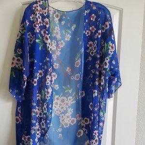 Blue floral kimono